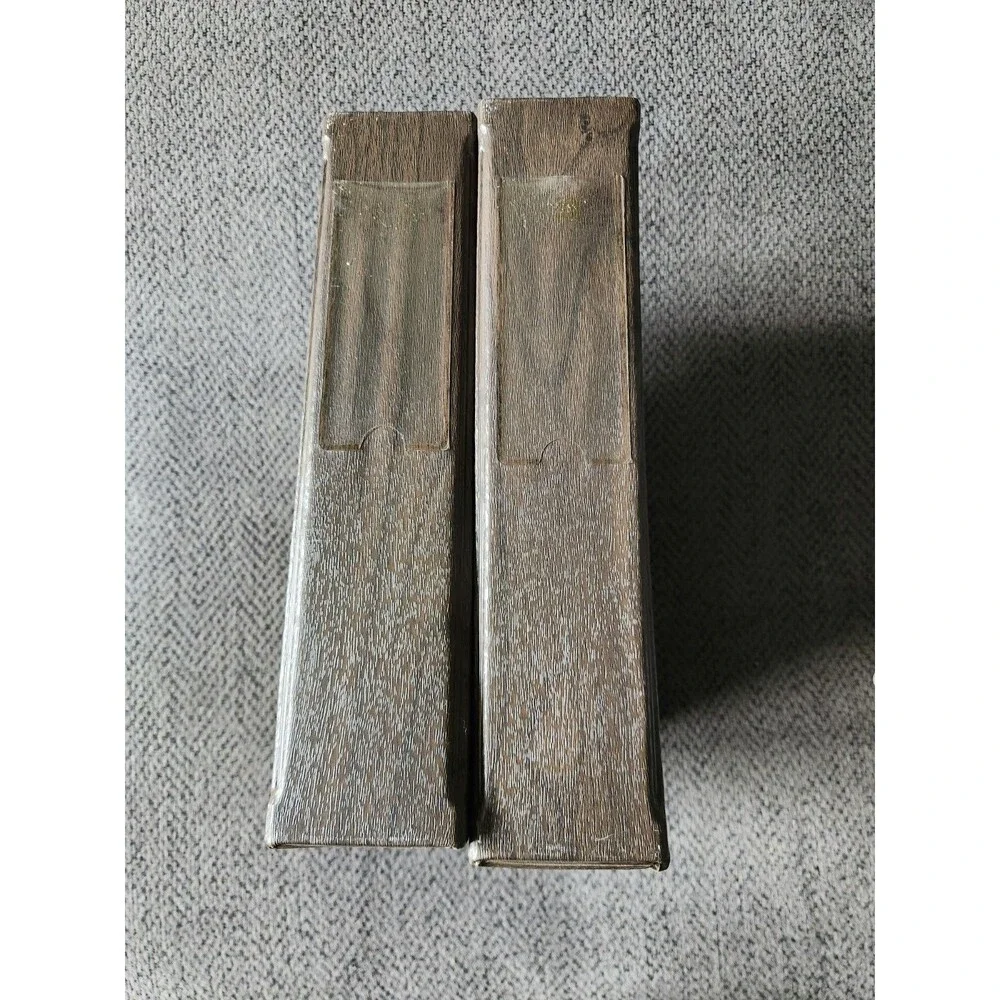 2 Vintage Magazine File Slip Cover Case Holders Letter Size Woodgrain Design